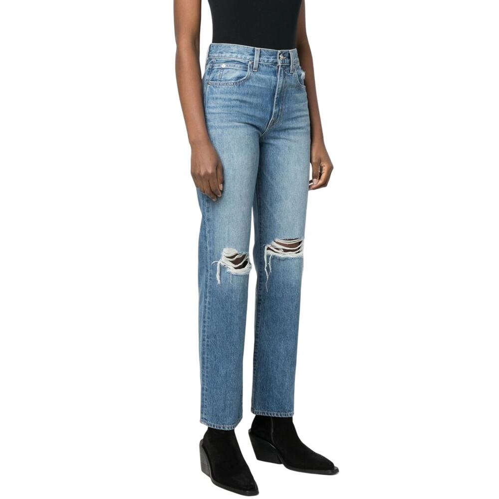 SLVRLAKE London Straight-Leg Denim Jeans Ripped size 28